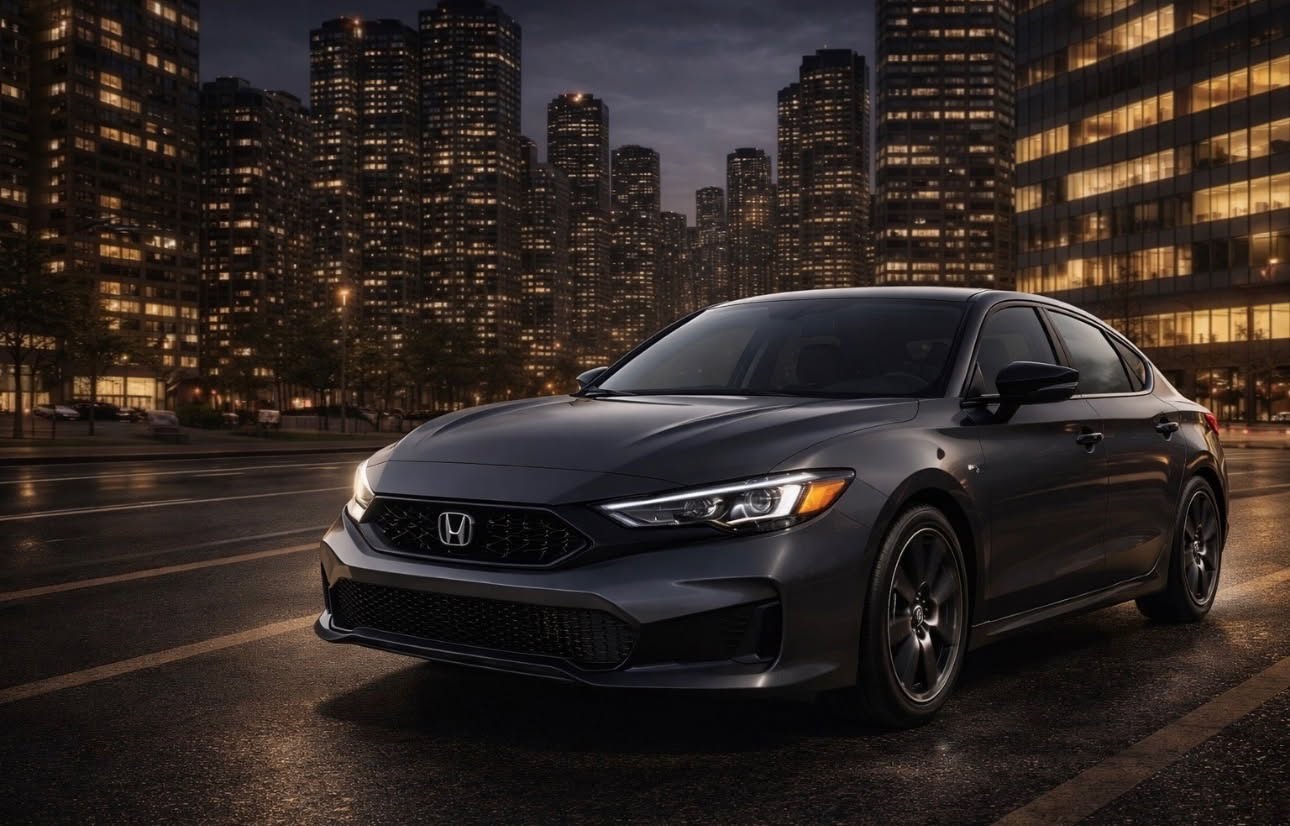 2026 Honda Civic Sedan parked on a downtown street at night